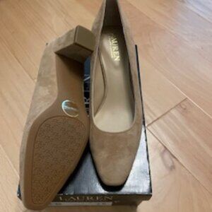 Lauren Ralph Lauren Women's Whitney Kidsuede Pumps, Camel Size 7M NIB